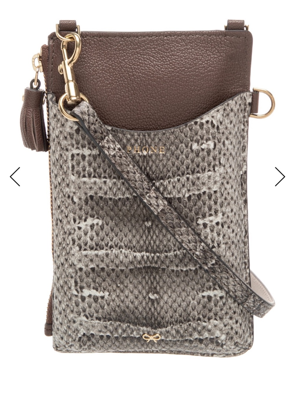• Anya Hindmarch 
 Brown with GrayTextured Crossbody Phone bag